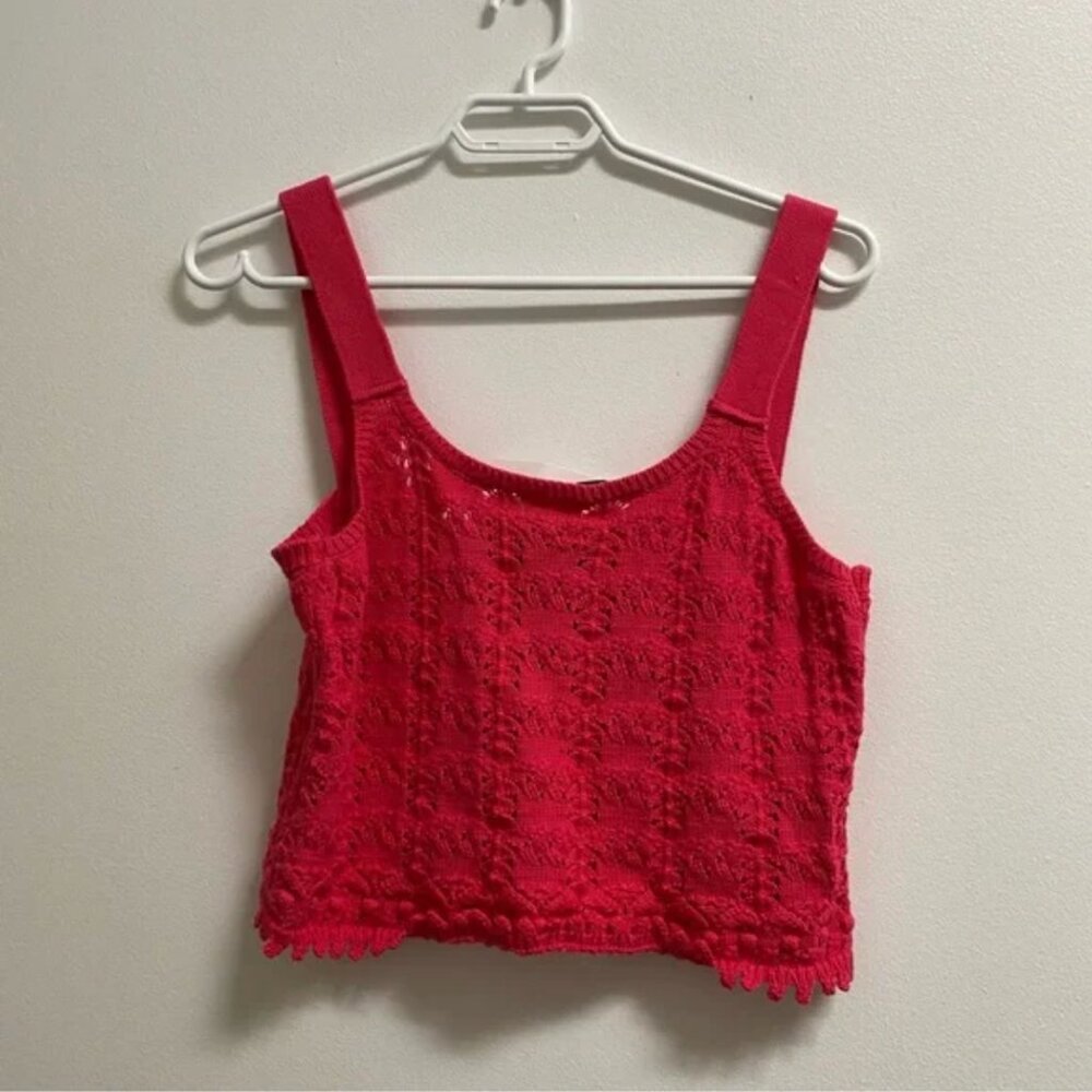 Zara Pointelle Knit Crop Top L